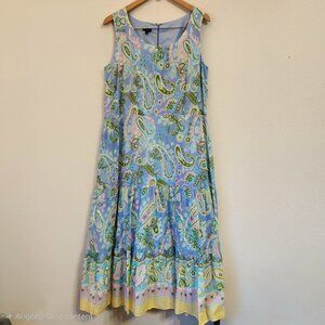 Talbots Voile Midi Dress Tiered Pastel Paisley 100% Cotton Women 12 Cottage Core